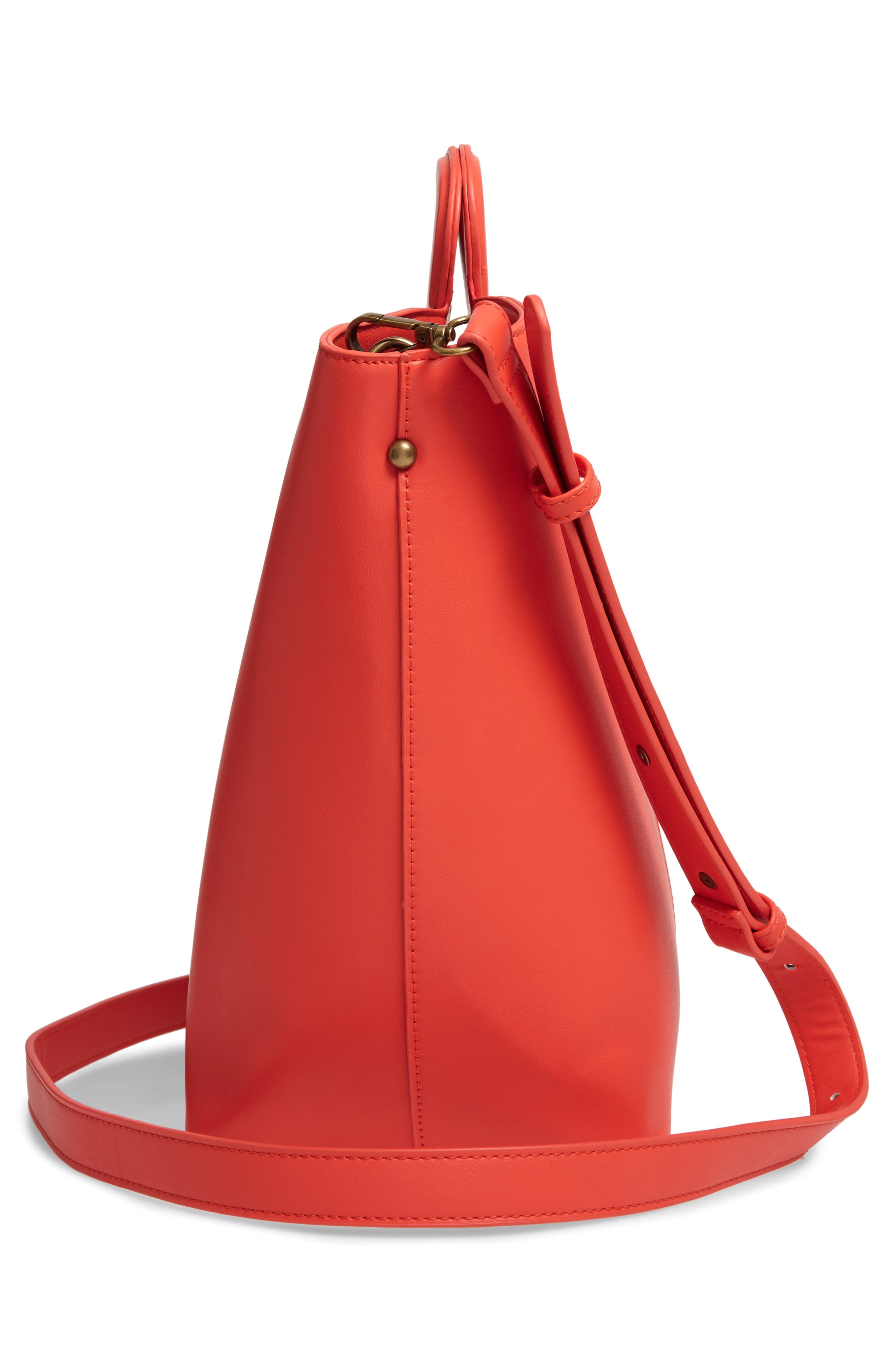 Large Faux Leather Tote, Alternate, color, RED
