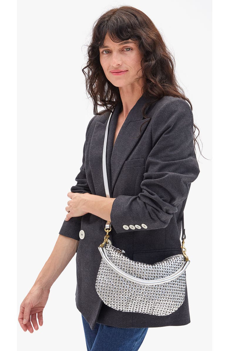 Clare V. Petit Moyen Woven Leather Messenger Bag, Alternate, color,