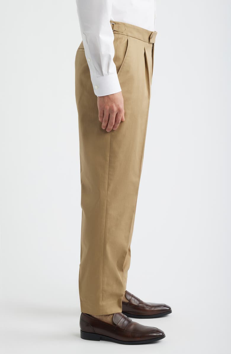 BOSS Perino Pleat Stretch Cotton Pants, Alternate, color, Beige/Khaki