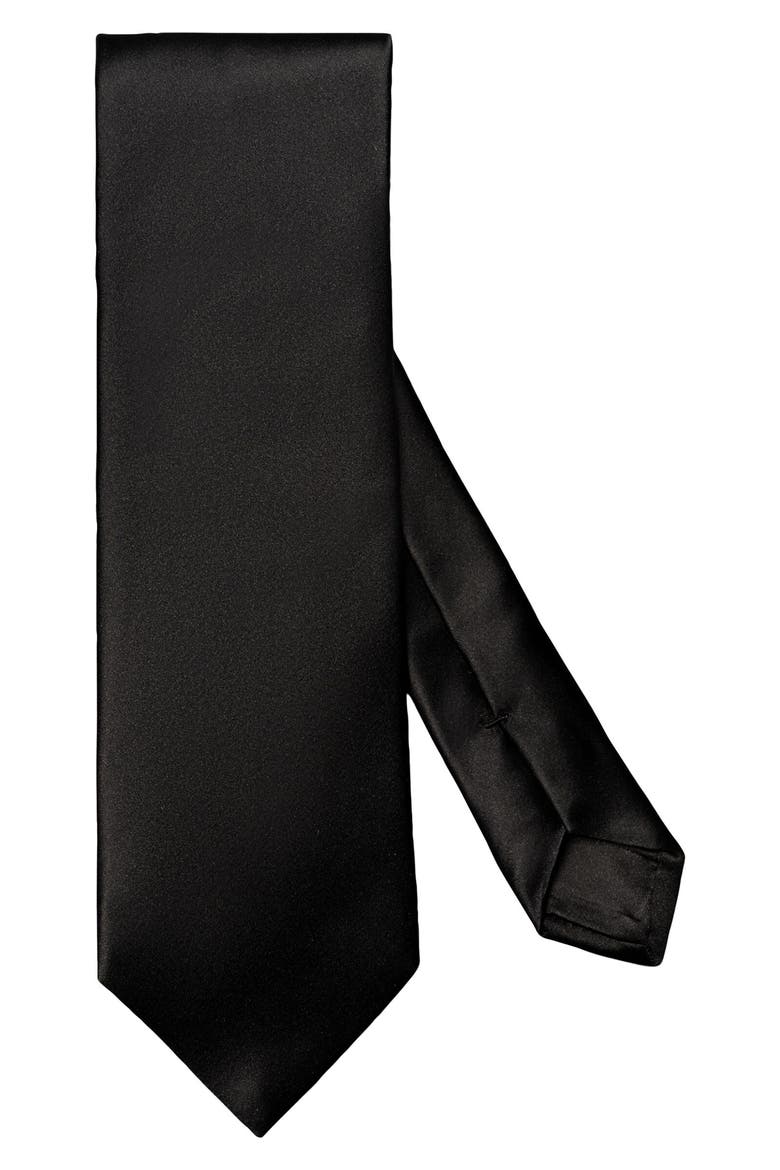 Solid Black Silk Tie, Main, color, BLACK