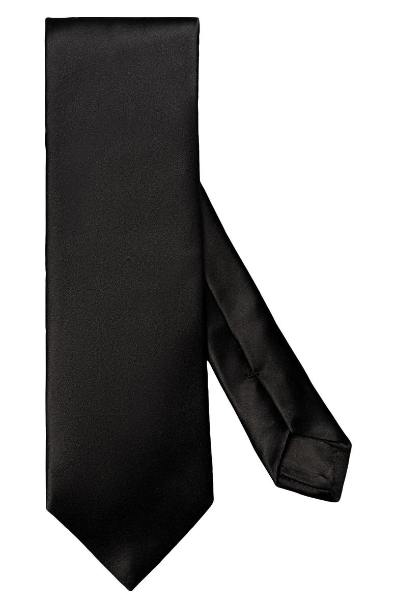 Eton Solid Black Silk Tie, Main, color, Black