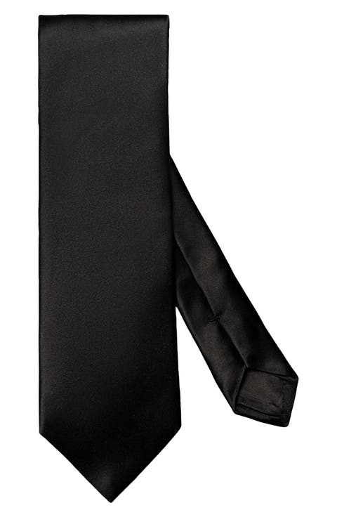 Solid Black Silk Tie