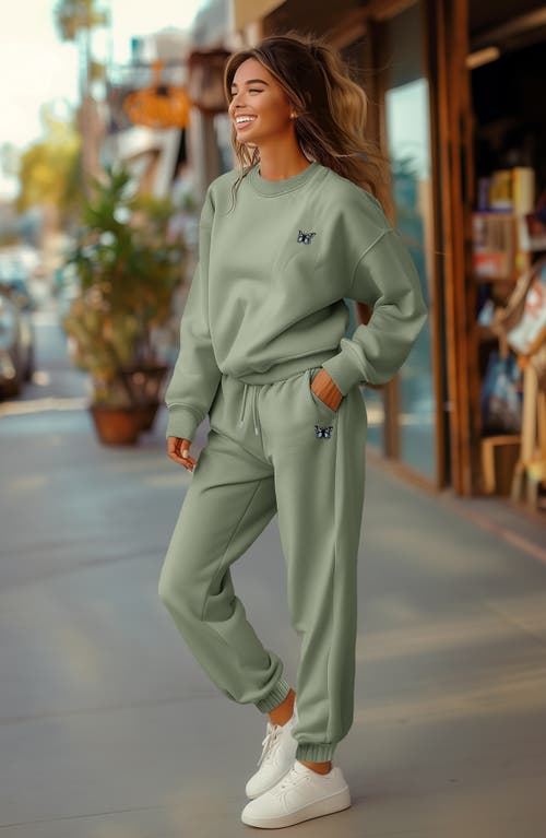 Dalix Butterfly Midweight Fleece Crewneck Sweatsuit