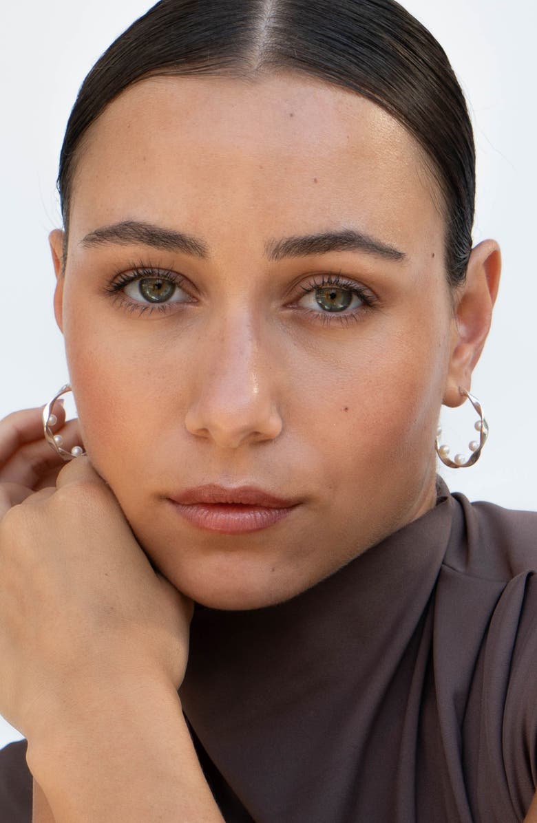 Dower & Hall Waterfall Baroque Pearl Hoops, Alternate, color, Sterling Silver