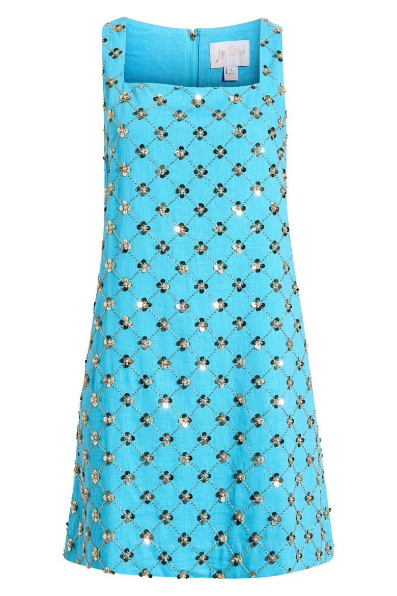 Tamala Beaded Sequin Shift Dress, Alternate, color, TURQUOISE TIDE