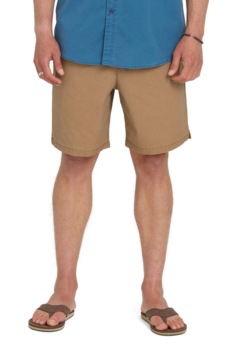 Saltwater Stretch Cotton Drawstring Shorts, Main, color, TOBACCO