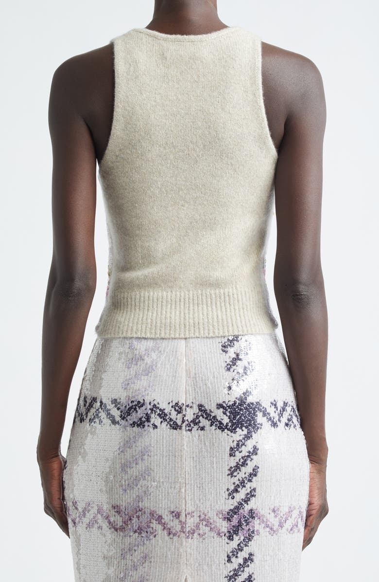 Brandon Maxwell The Noemi Paillette & Cashmere Floral Tank, Alternate, color, Pink Floral / Oatmeal