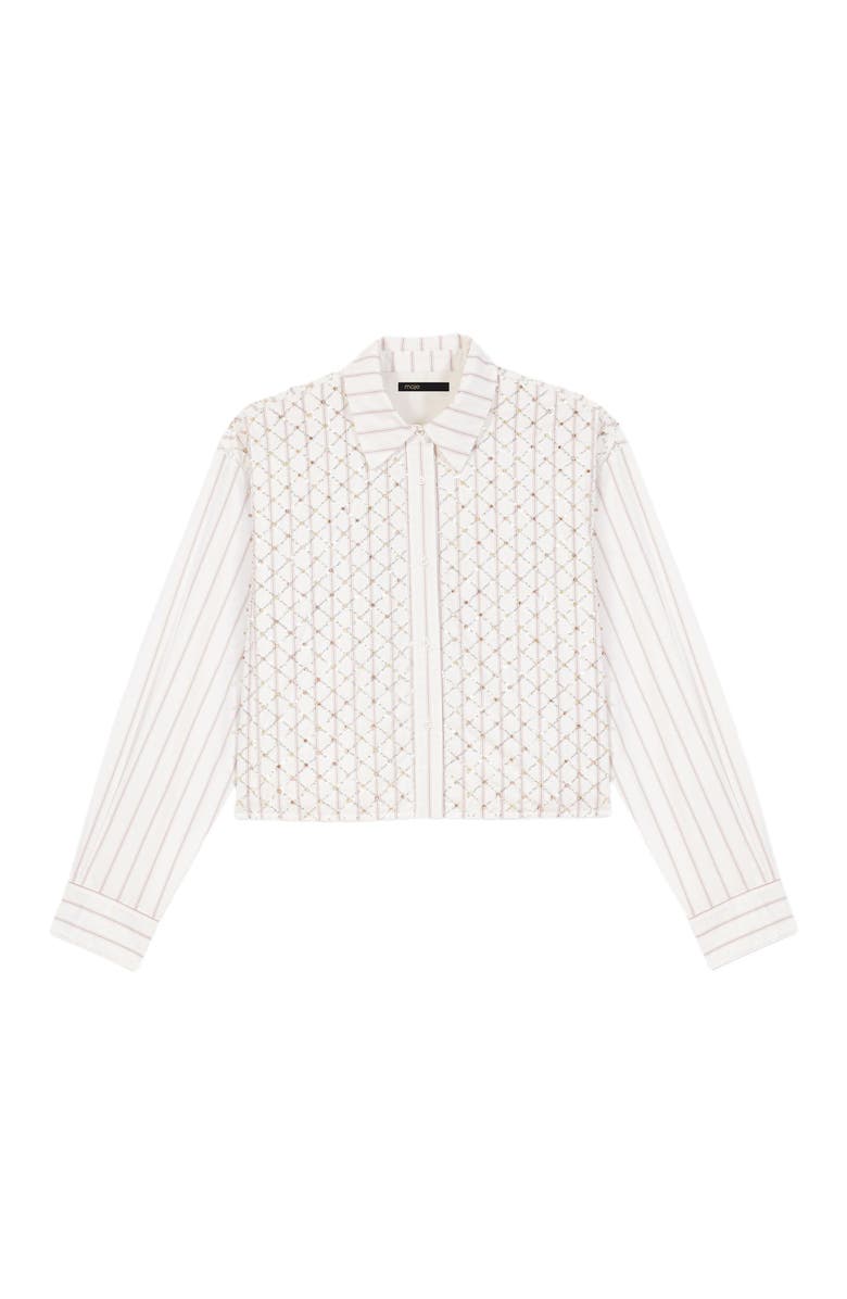maje Beaded cropped shirt, Alternate, color, White