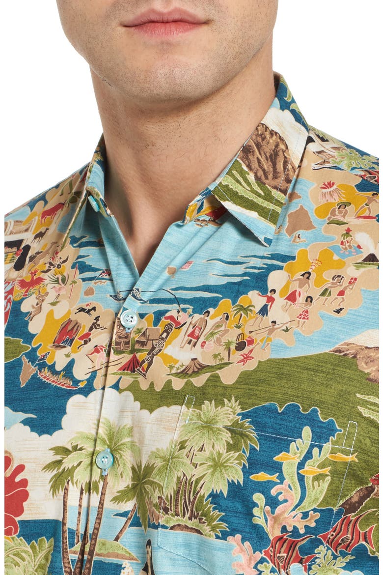 Boat Day Aloha Sport Shirt, Alternate, color, LAGOON