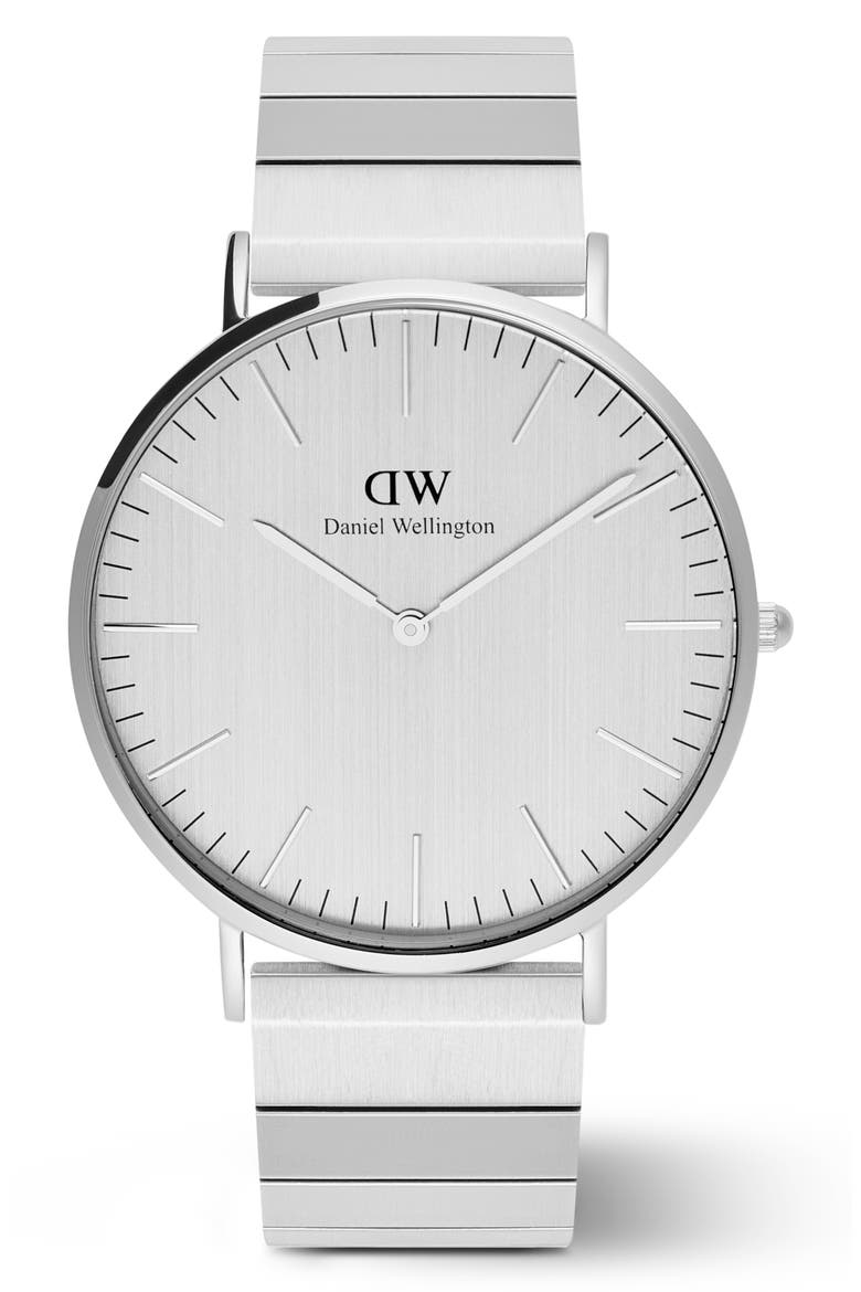 Classic Piano Link Bracelet Watch, 40mm, Main, color, SILVER