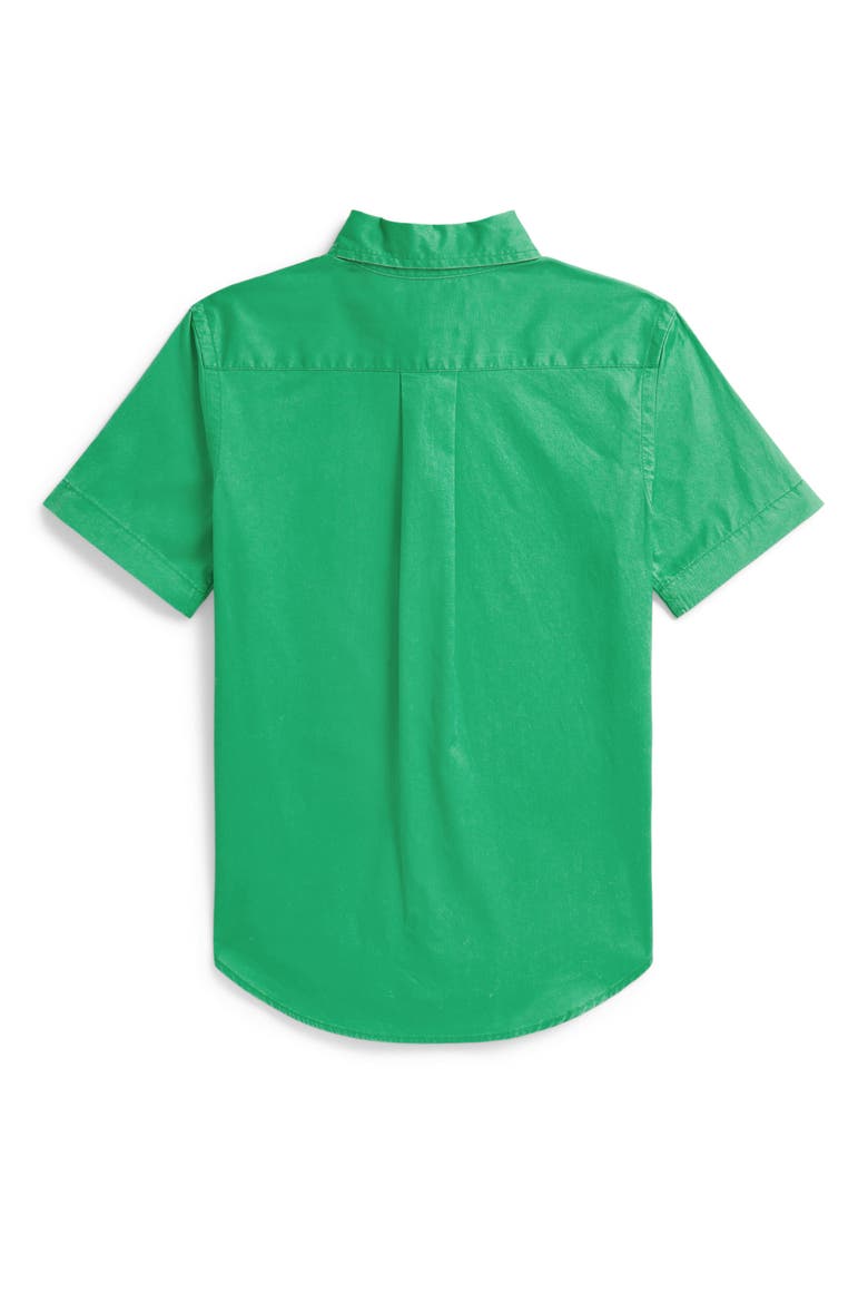 Kids' Featherweight Short Sleeve Cotton Twill Button-Down Shirt, Alternate, color, SUMMER EMERALD