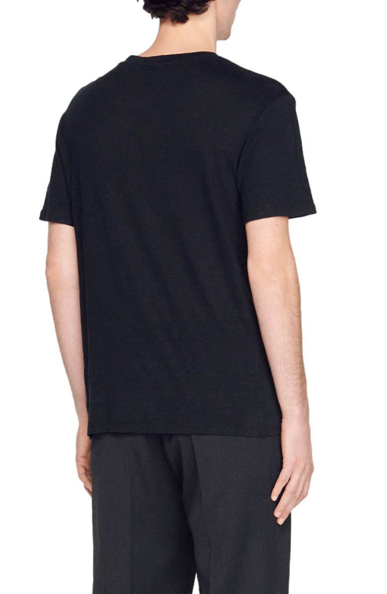 SANDRO Clash Linen Crewneck T-Shirt, Alternate, color, 