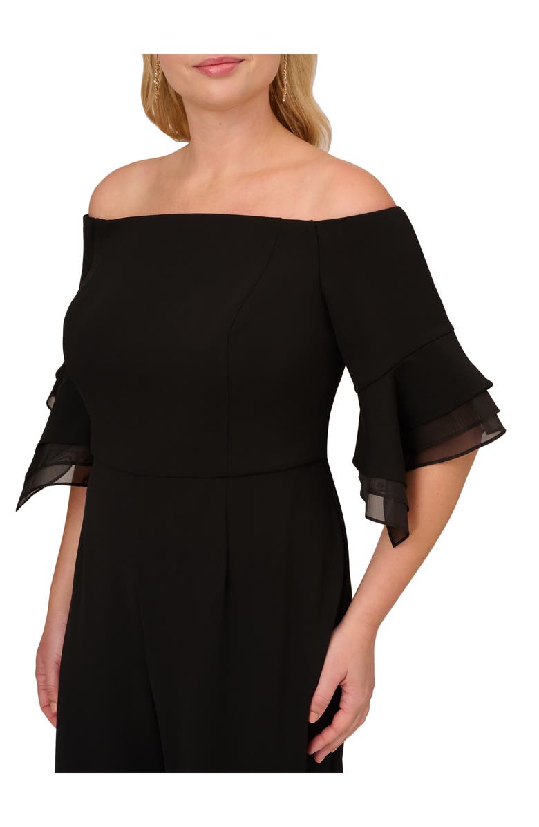 Adrianna Papell Off the Shoulder Wide Leg Organza Crepe Jumpsuit, Alternate, color, 