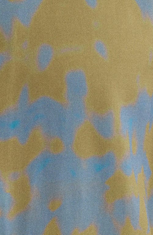 Oas Highland Abstract Print Viscose Camp Shirt In Green Multi