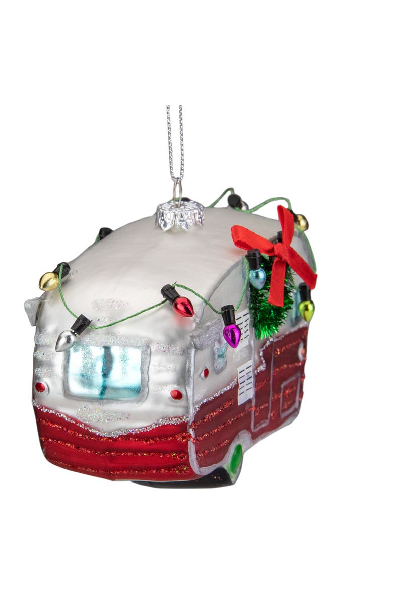 Northlight Vintage Camper Glass Christmas Ornament - 5" - Red and Silver, Alternate, color,