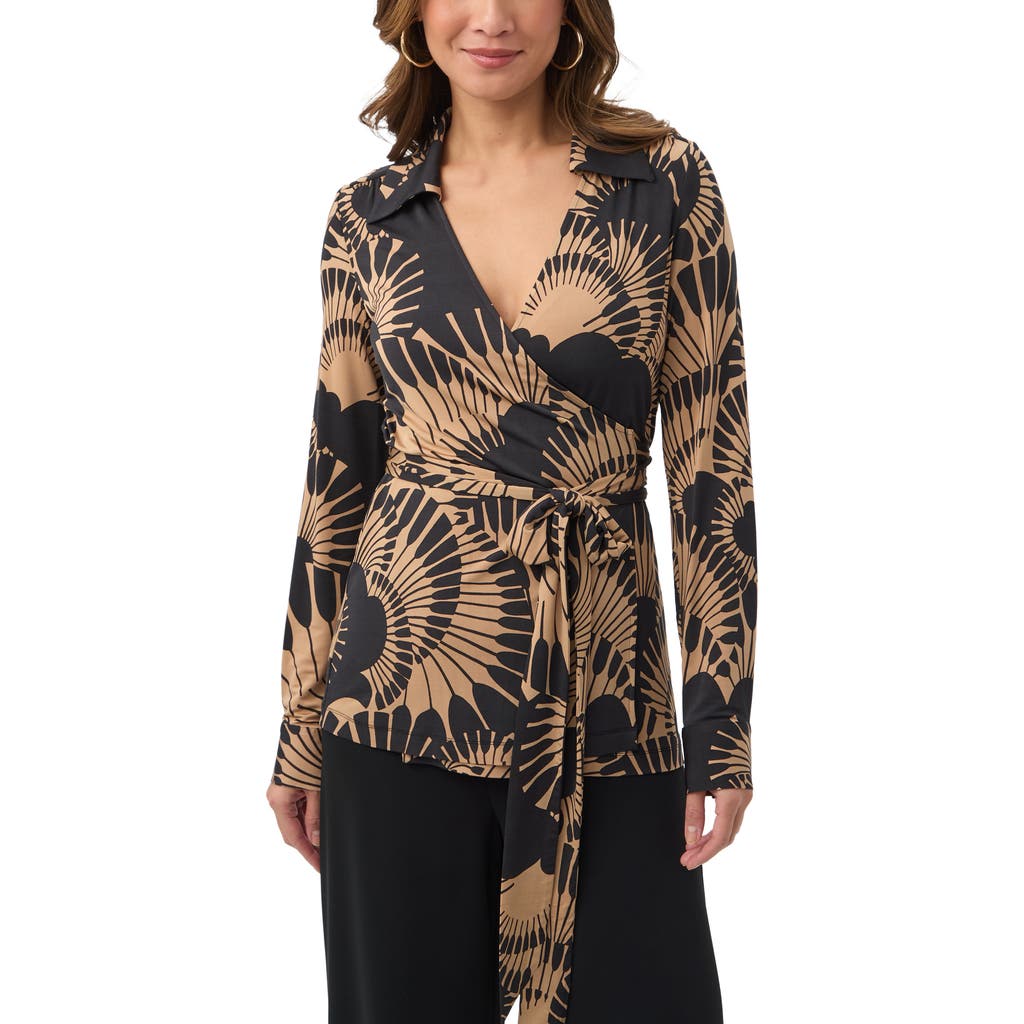 Trina Turk Makeba Printed Jersey Wrap Top In Black