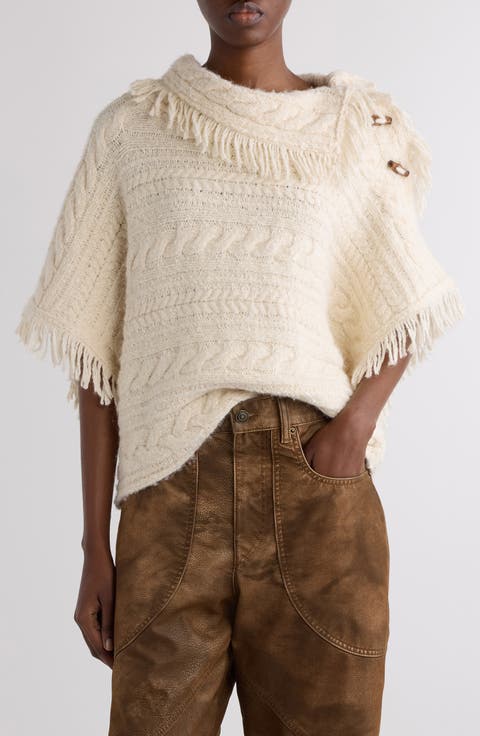 Blanche Fringed Poncho Sweater