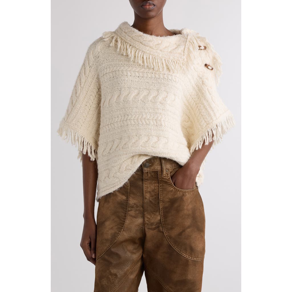 Isabel Marant Étoile Blanche Fringed Poncho Sweater in Ecru  product