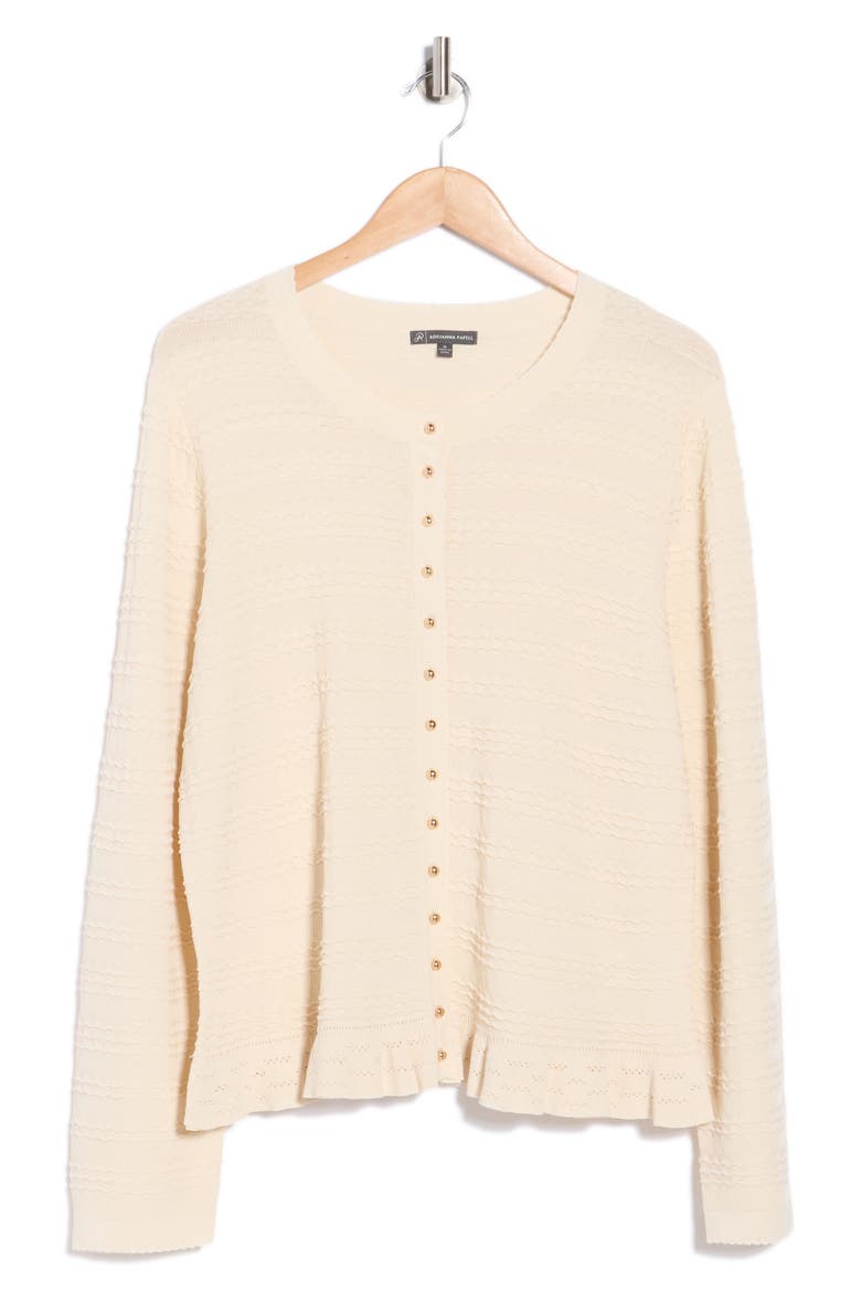 Crewneck Button Front Cardigan, Alternate, color, CREAM