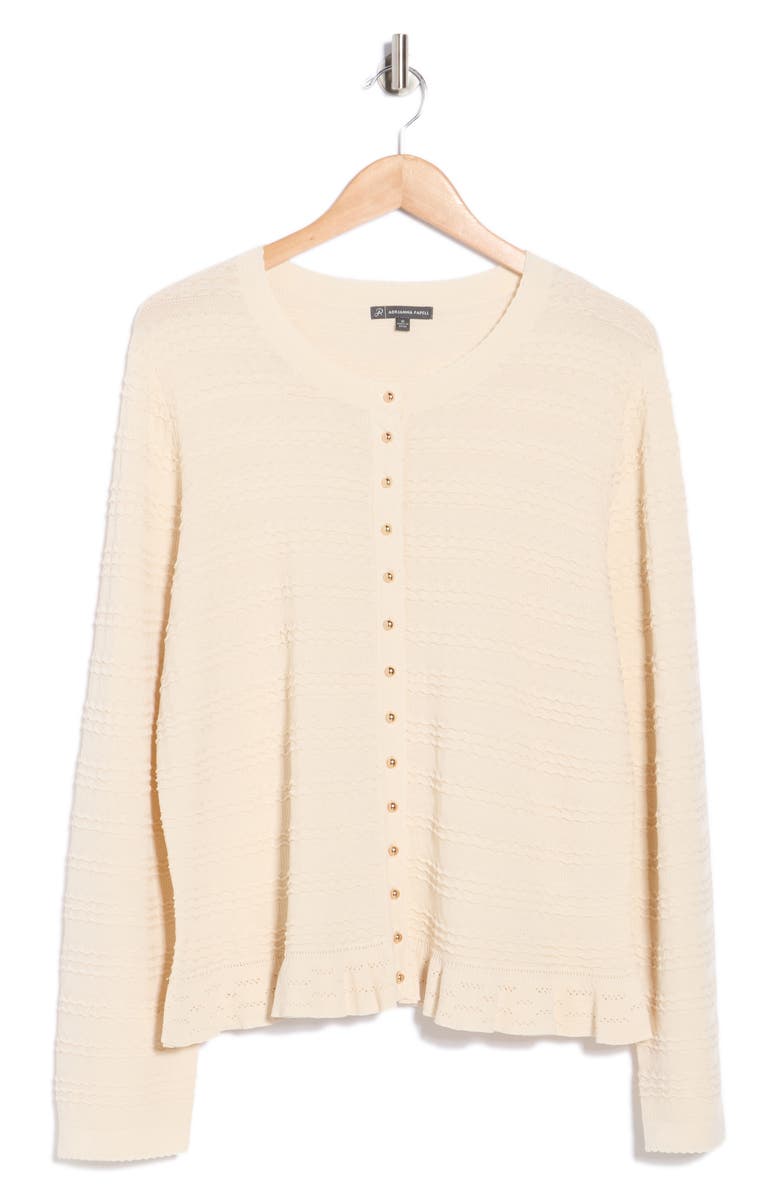 Adrianna Papell Crewneck Button Front Cardigan, Alternate, color, Cream