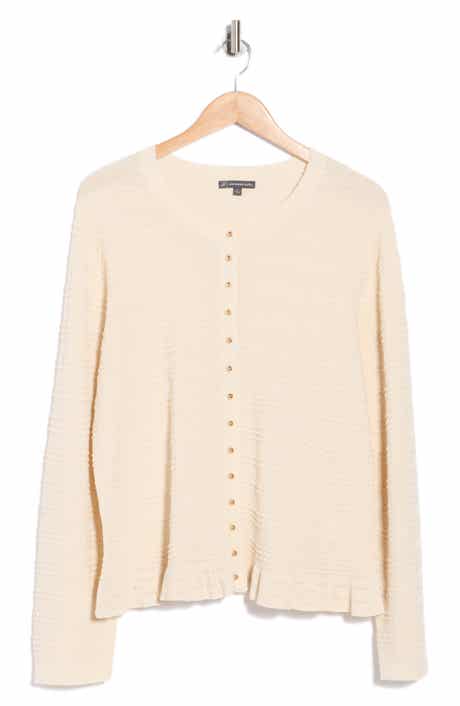 Adrianna Papell Crewneck Button Front Cardigan