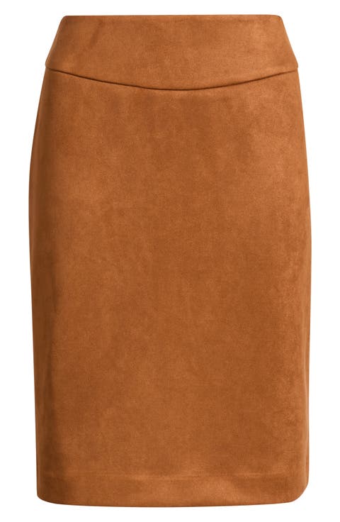 Faux Suede Pencil Skirt