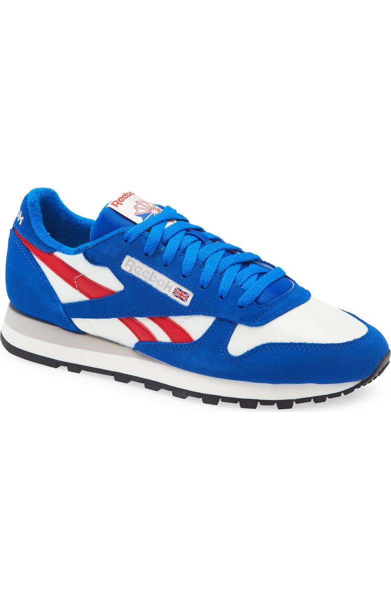 Reebok Classic Leather Sneaker, Main, color, Chalk/ Optimum Blue/Vector Red
