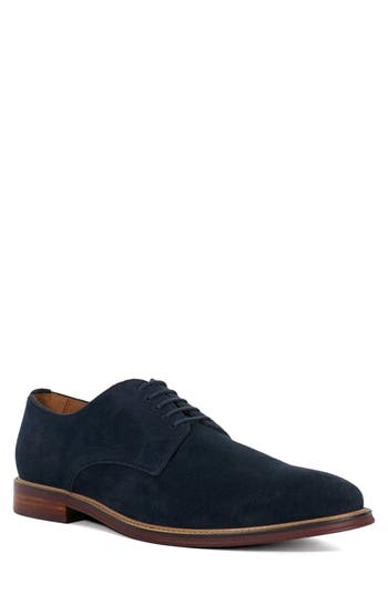 Dune London Stanley Suede Plain Toe Derby In Blue
