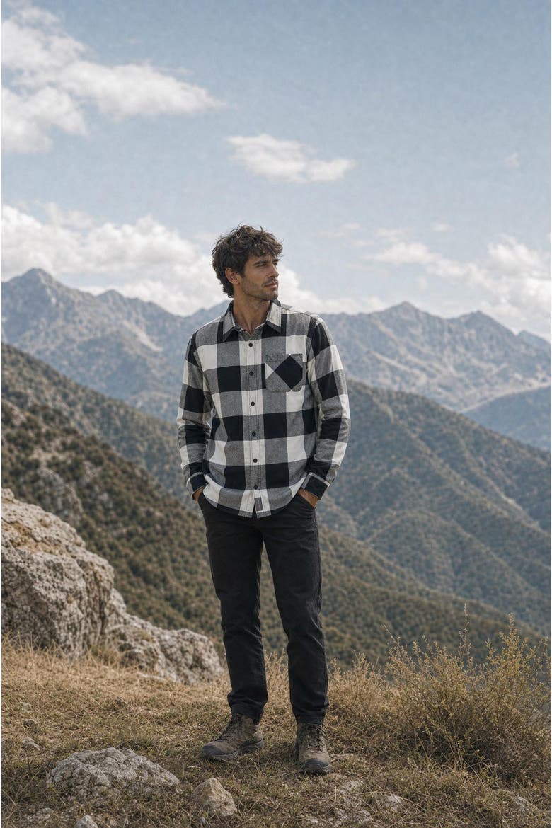 Technical Flannel Shirt, Alternate, color, Black