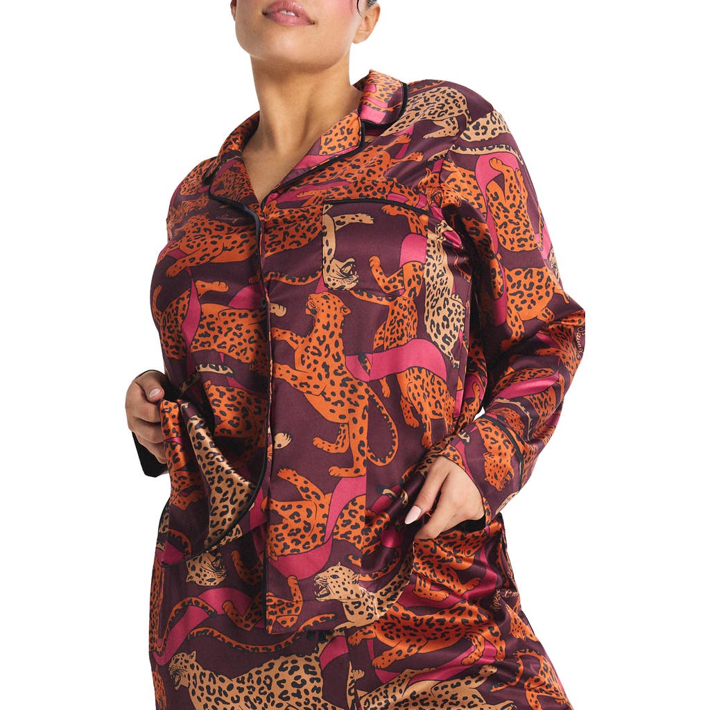 Savage X Fenty Ever After Satin Sleep Shirt In Brown