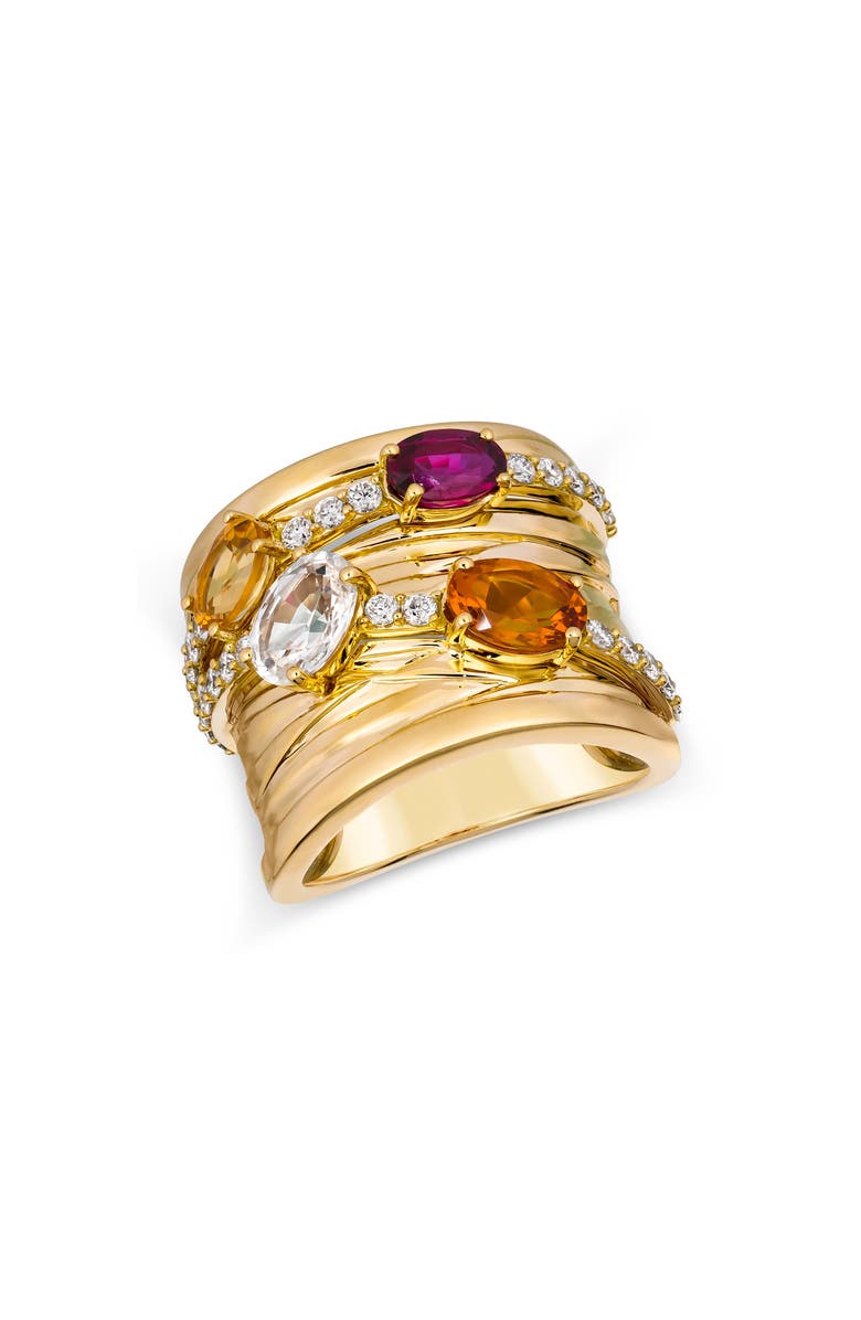 Hueb Amazonia Palha Diamond & Semiprecious Huggie Hoop Earrings, Main, color, 