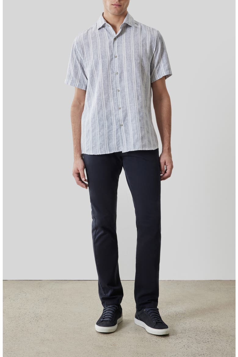 Daiki Stripe Short Sleeve Button-Up Shirt, Alternate, color, POWDER BLUE