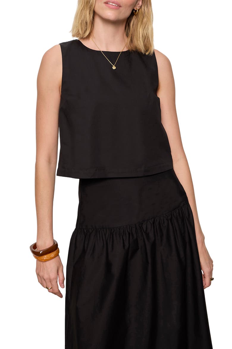 The Desired Summer Cotton Crop Top, Main, color, BLACK