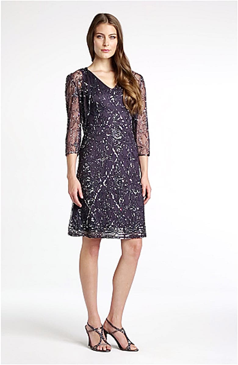 Patra Beaded Mesh Dress & Bolero, Alternate, color, 