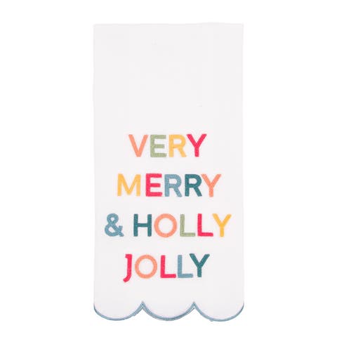 Very Merry Christmas Phrases Embroidered Towel