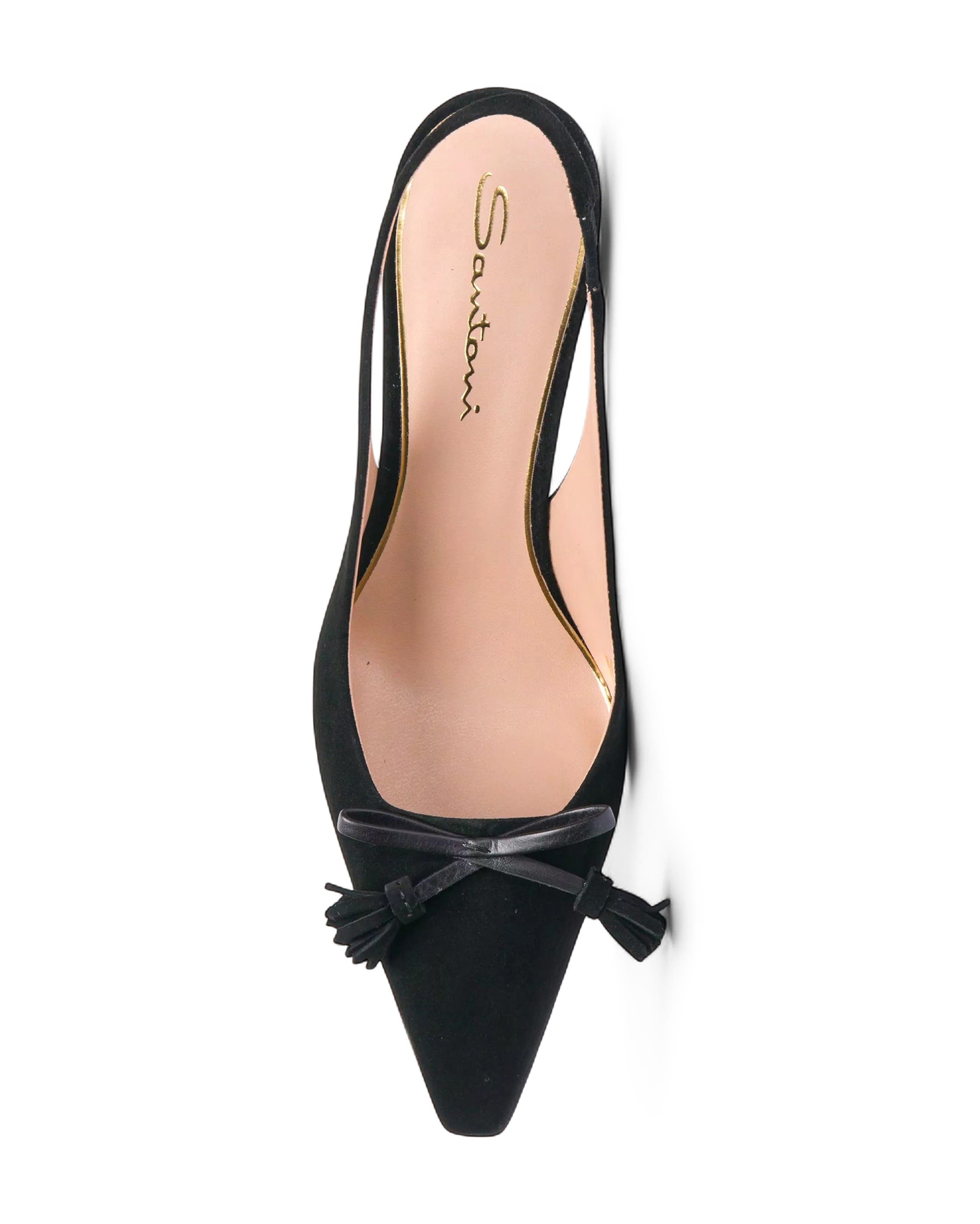 Santoni Suede High-Heel Slingback, Alternate, color, Black