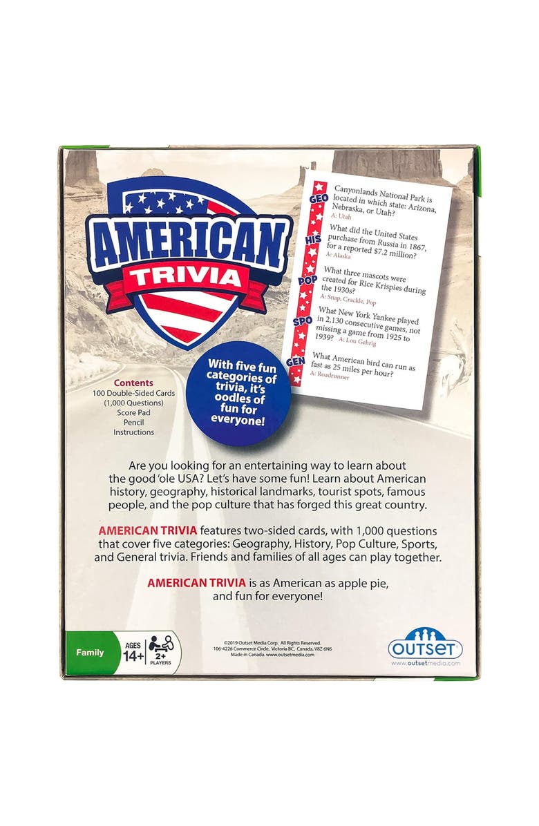 Outset Media American Trivia 102Pcs, Family Party Game, Alternate, color, Multicolored