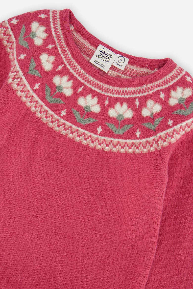 Flower Jacquard Yoke Flowy Knitted Dress, Alternate, color, Raspberry Pink