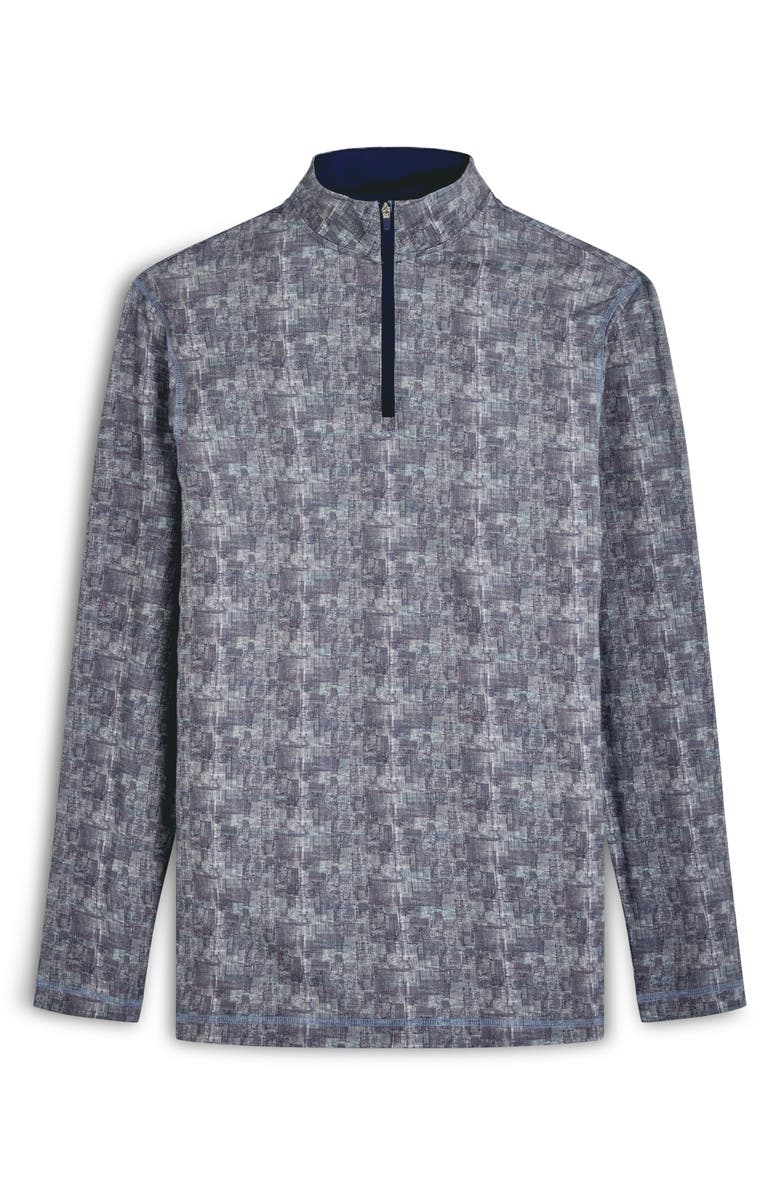 Bugatchi OoohCotton<sup>®</sup> Print Quarter Zip Pullover, Alternate, color, 