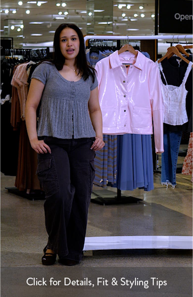 Snap Front Patent Leather Shirt Jacket, sales video thumbnail