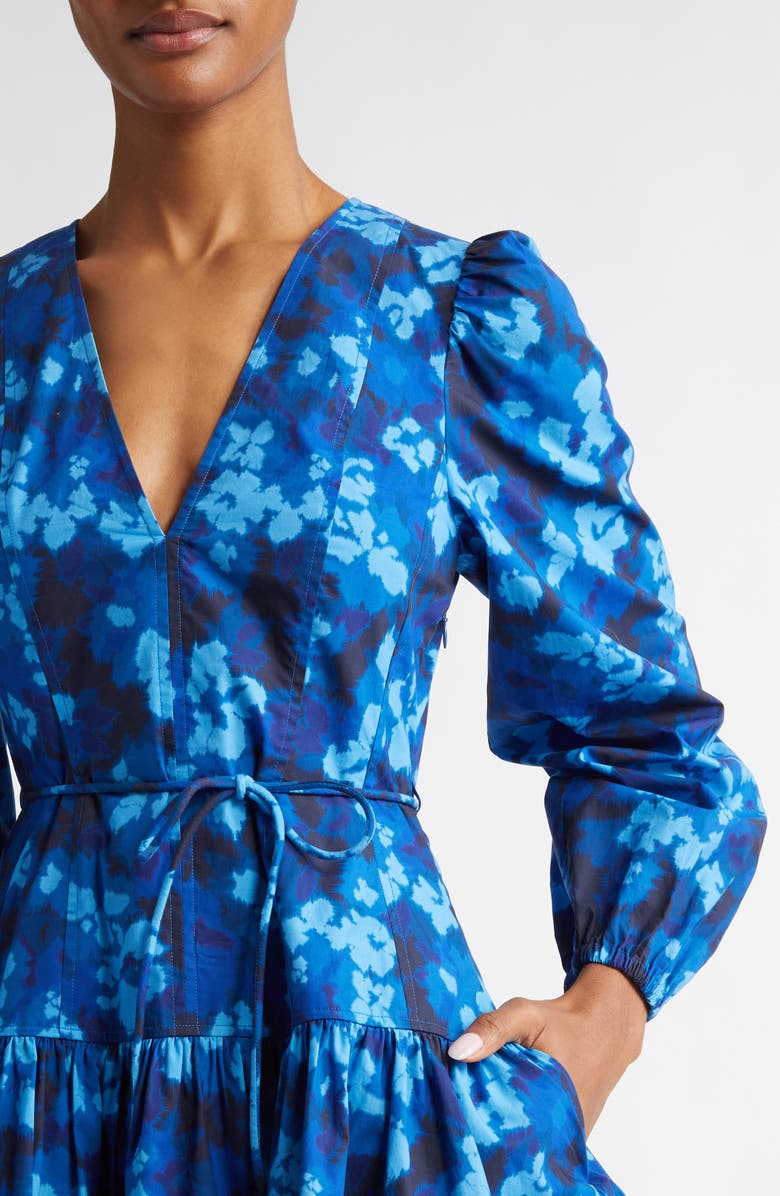 Ulla Johnson Anita Long Sleeve Cotton Sateen Minidress, Alternate, color, Azure