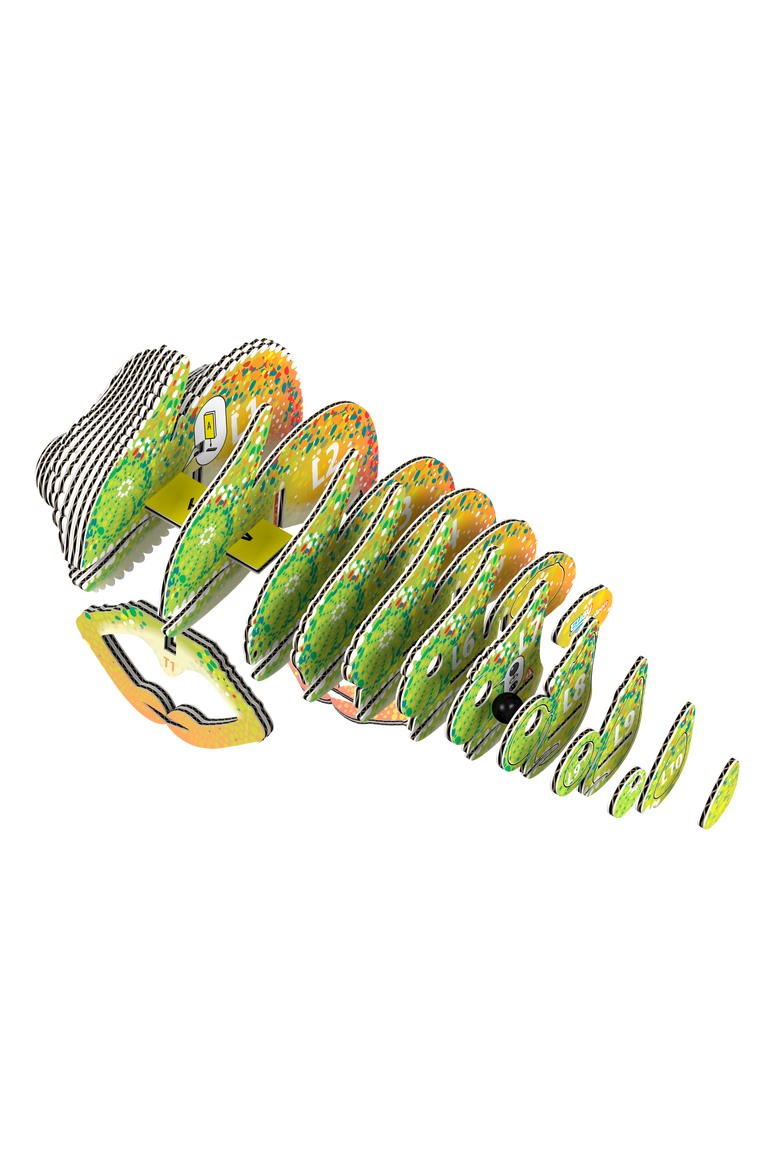 Chameleon 3D Puzzle, Alternate, color, No Color