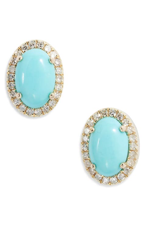 Diamond Pavé Turquoise Stud Earrings