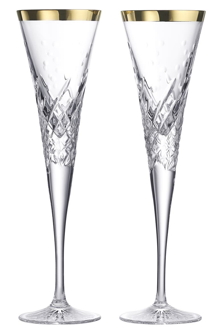 Celebrations Set of 2 Crystal Toasting Flutes, Main, color, NO COLOR