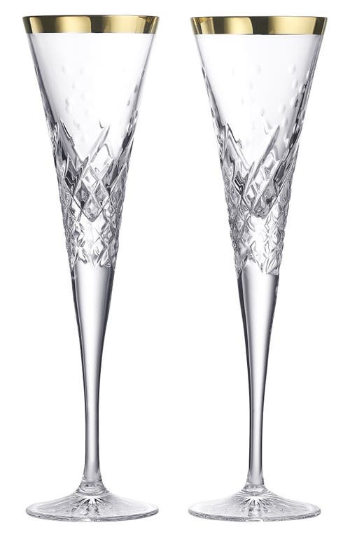 Waterford Celebrations Toasting Flute Crystal Glasses Set Of Two In Transparent