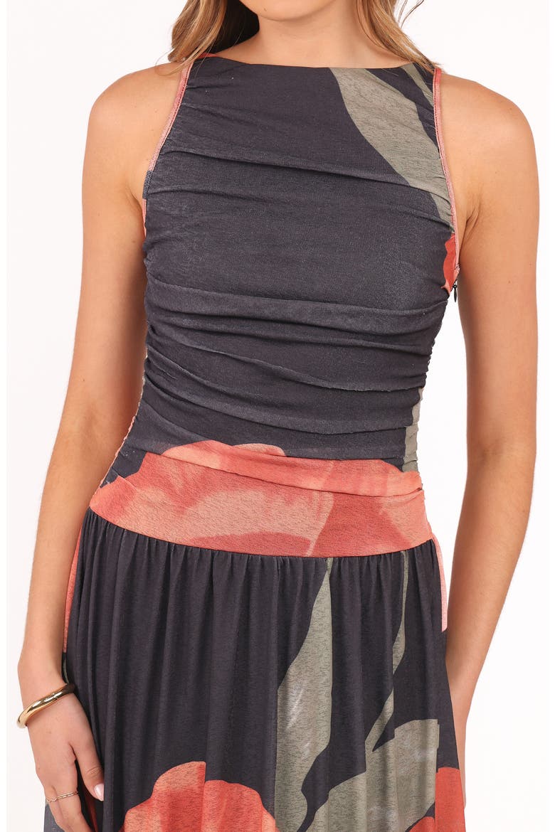 Carlin Floral Midi Dress, Alternate, color, BLACK FLORAL