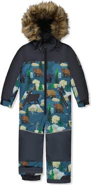 Deux par Deux Discover Bear Detachable Hood One Piece Snowsuit