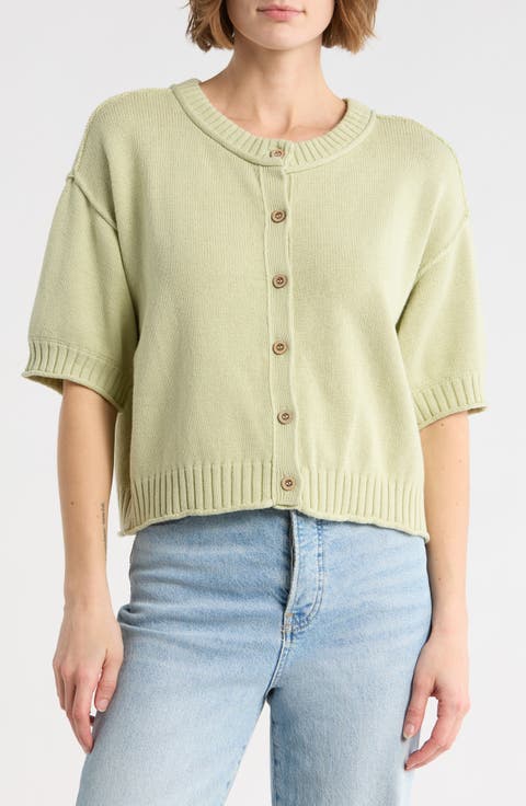 Short Sleeve Button Front Cardigan