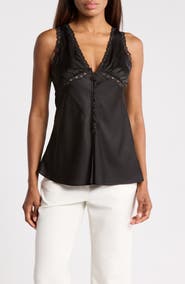 EDIT by JASON WU Lace Trim Deep V-Neck Top