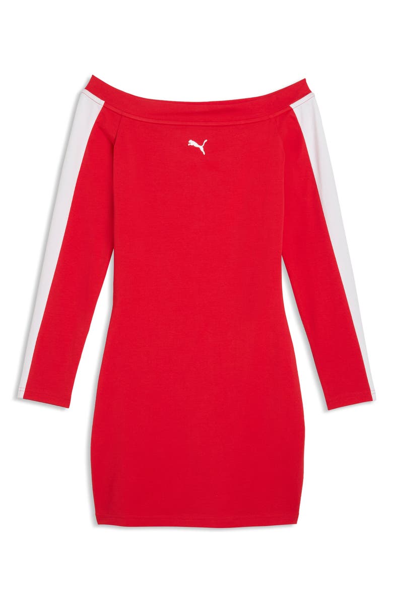 PUMA T7 Off the Shoulder Bodycon Dress, Main, color, 
